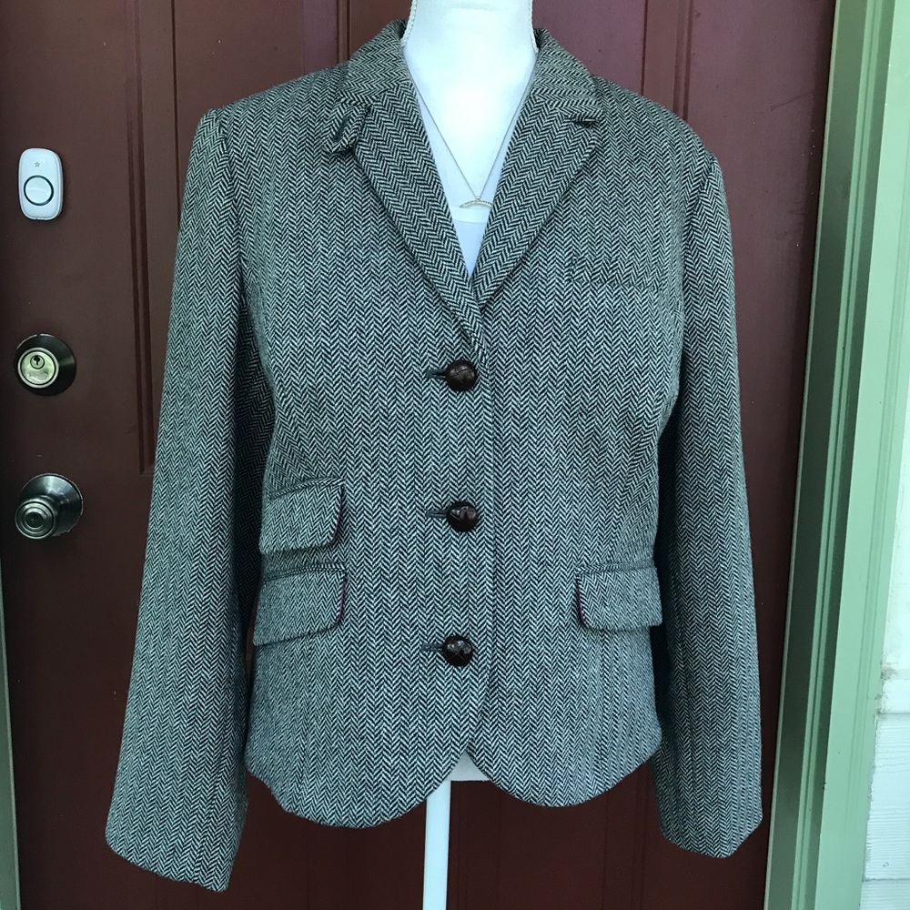 L.L. Bean gray tweed blazer. Sz 16 Reg